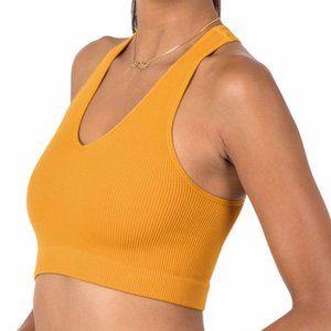 Ribbed Cropped Bralette Tank GOLDEN MUSTARD